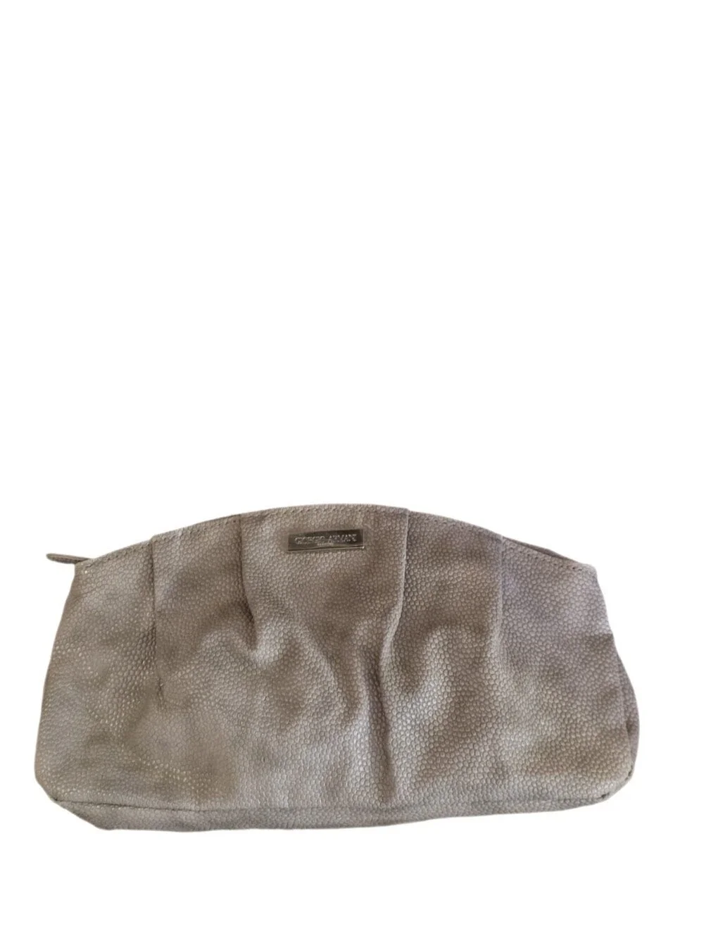 Giorgio Armani Parfums Vegan Taupe Leather Pouch Like New